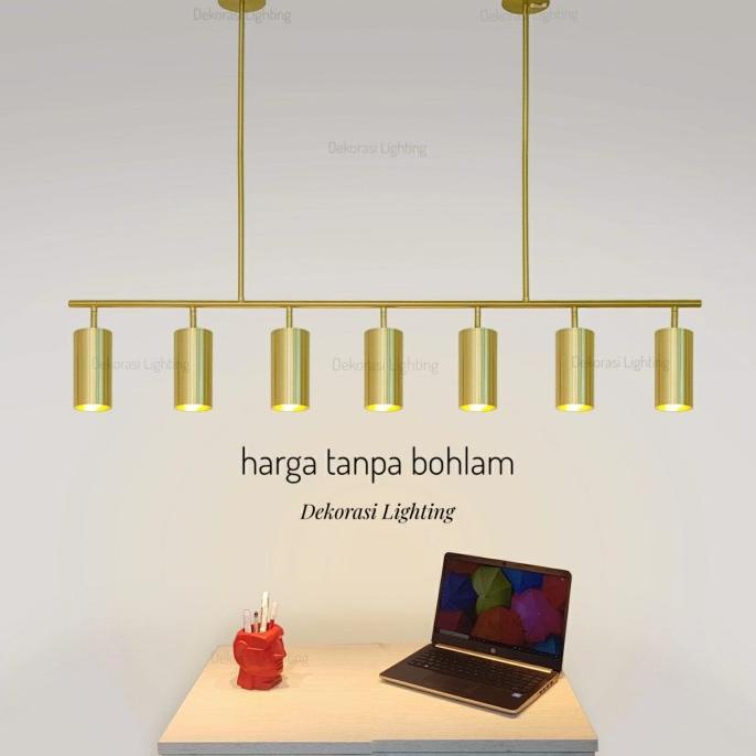 Lampu Gantung Gold Panjang 130Cm Spotlight 7Lampu Dekorasi Cafe Dodienwi
