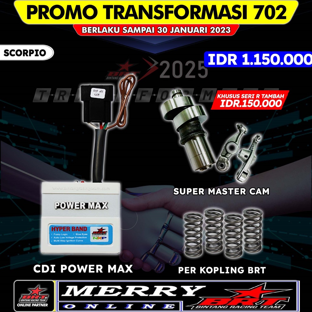Promo 702 703 706 Super Master Cam BRT + RRA Pelatuk roller Noken as Scorpio S T