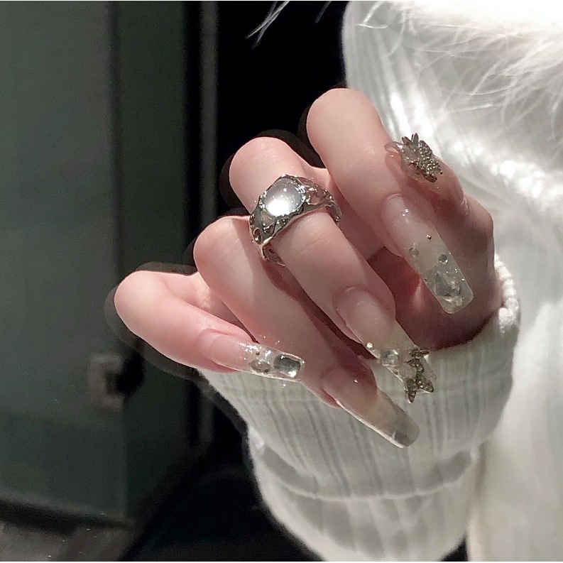 IFYOU Cincin Jari Bentuk Hati Warna Silver Gaya Korea Untuk Wanita