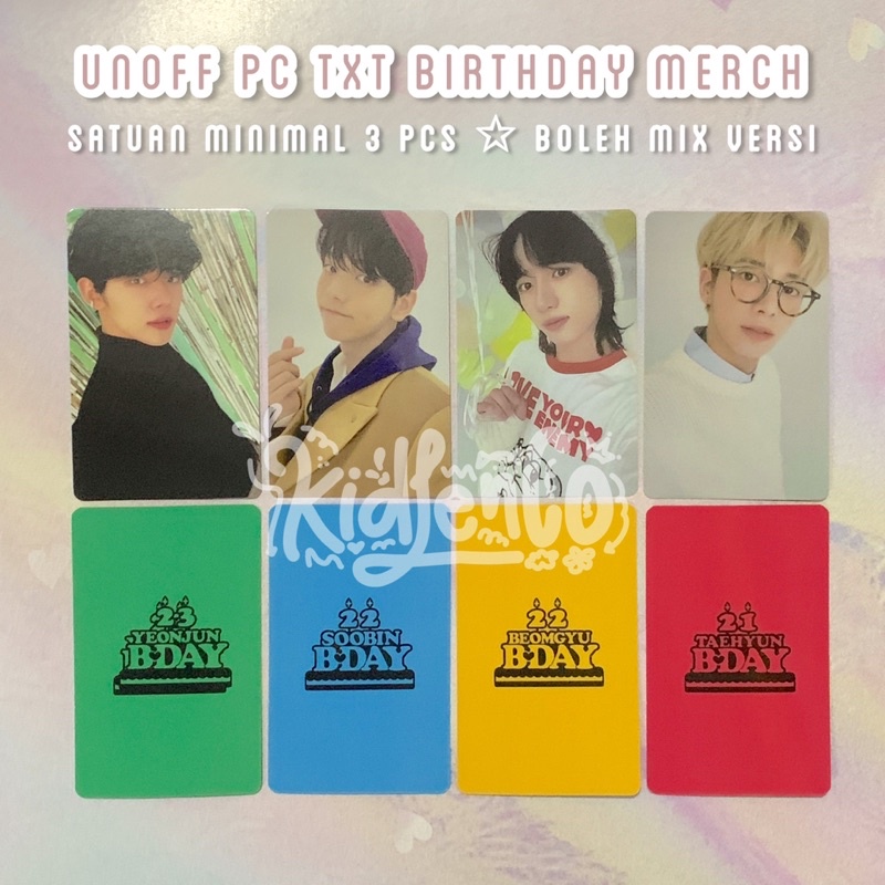 [MIN 3] DUPE TXT BIRTHDAY MERCH ♡ unofficial premium photocard bday merchandise 310 gsm 2 sisi ♡ Yeonjun Soobin Beomgyu Taehyun