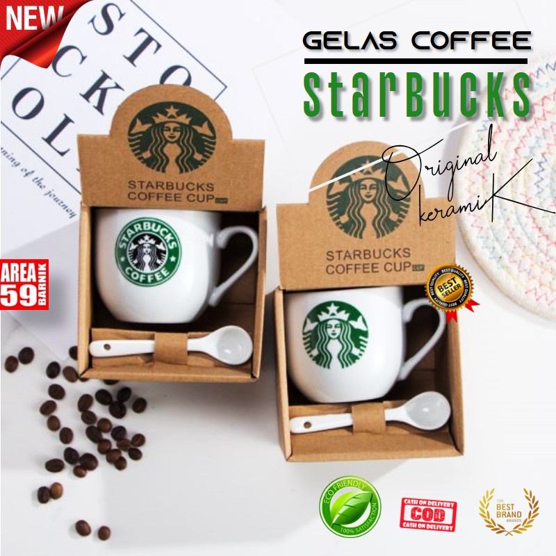 Gelas Cangkir Mug Kopi Coffee Teh Susu Starbucks 250 Ml Bahan Keramik Original