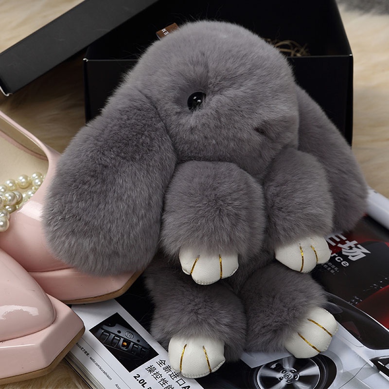 Zzz Bunny Rex Rabbit Fur Bag Handbag Gantungan Kunci Pom Untuk Boneka Untuk Gantungan Kunci Ring P