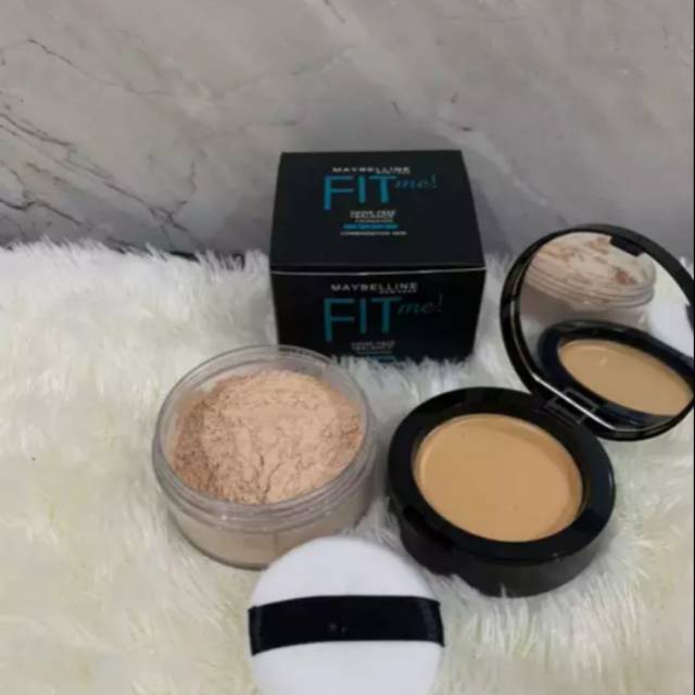 Maybelline Bedak Tabur Fit Me 2in1 - Bedak tabur dan padat Maybelline Fit Me  2in1 free+balance