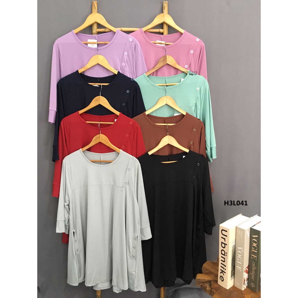 Ezpata Atasan Blouse Wanita Jersey Adem dan Melar Jumbo BigSize XXXL BB 70-100kg LD 120cm Polos Casual Korean Style Kekinian Murah