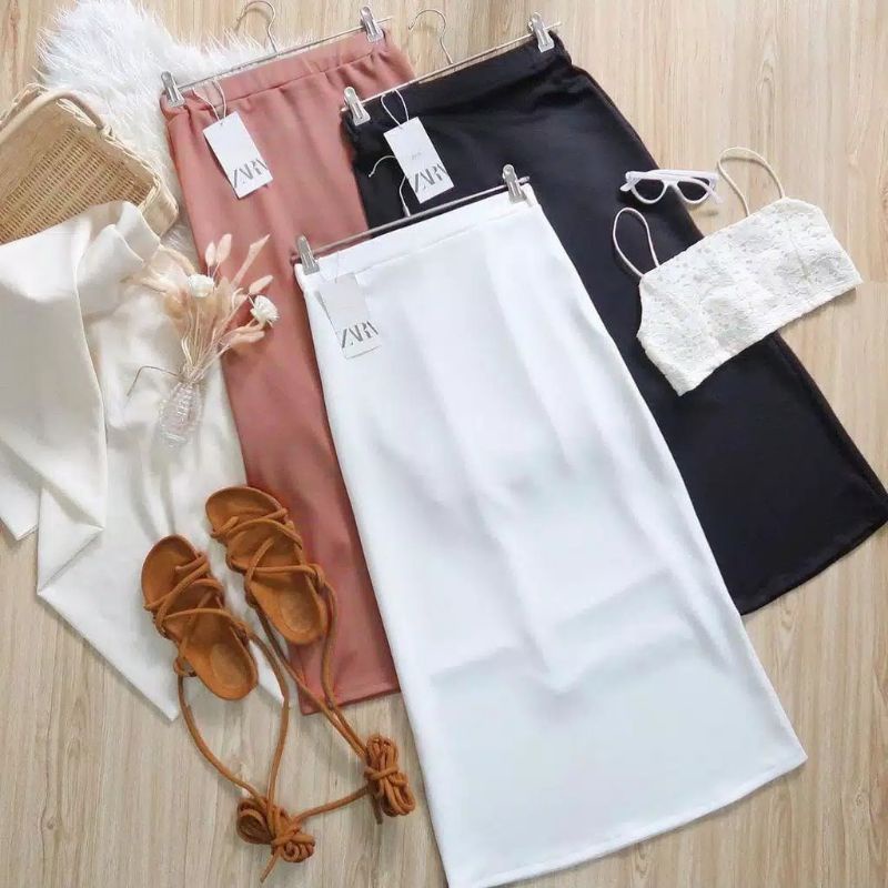 ROK SPAN PANJANG ~ SCUBA WEDGES | Bahan Tebal &amp; Nyaman Highwaist | Warna Varian Cantik Wanita | Ukuran L-XL BB 45-65kg | Bisa COD muslimah, trendy, terbaru, premium !