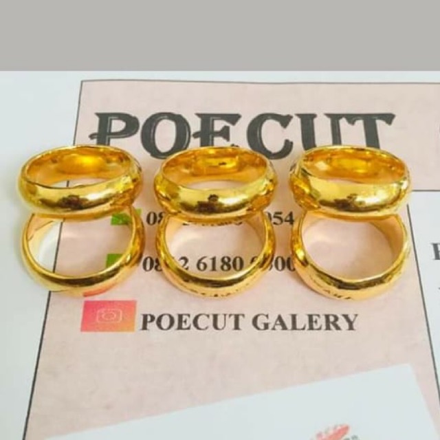 CINCIN KAWIN POLOS LAPIS EMAS CRISTAL 24k