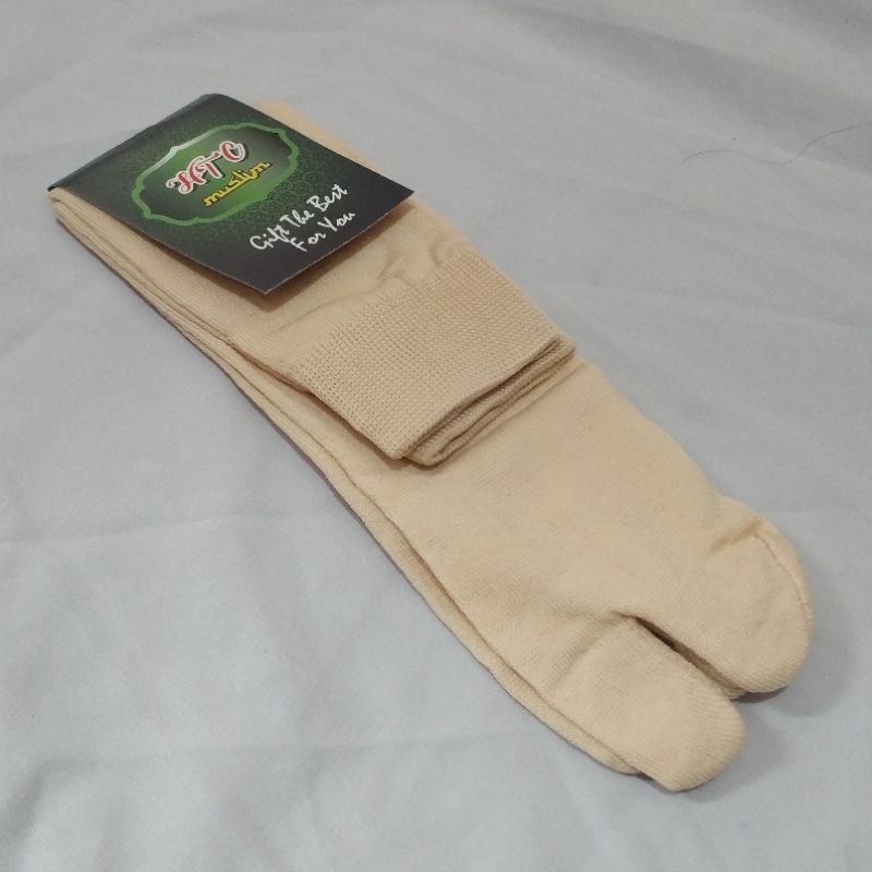 KAOS KAKI MUSLIMAH Jempol Polos Bukan Soka | Kaos kaki Panjang dan Tebal Murah Polos bisa Pilih Warna Premium-Kaos Kaki Krem Muda