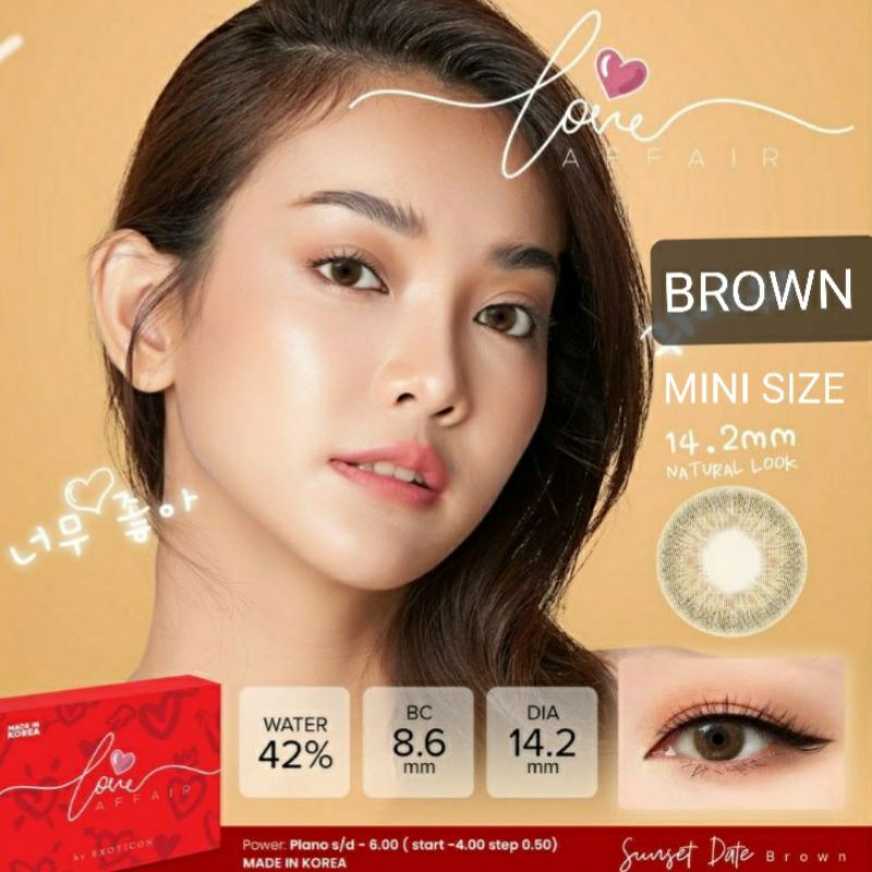 SOFTLENS LOVE AFFAIR. NORMAL/MINUS (s.d -6.00) MADE IN KOREA DIA.14.2mm