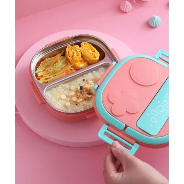 Kotak Makan Anak Stainless 304 Bekal Makan Set Lunch Fit Kotak Makan Lunch Box Set Wadah Bekal Anak Stainless 2 Sekat Kids Lunch Box Set Premium Rantang Makan  Luchbox Bento