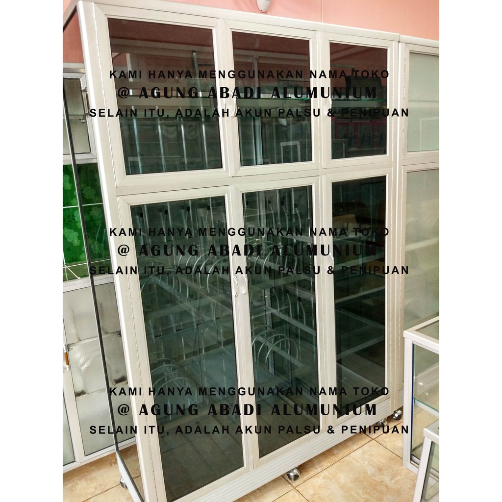 Lemari / Rak Piring Alumunium Model Fullbox 3 Pintu 120cm