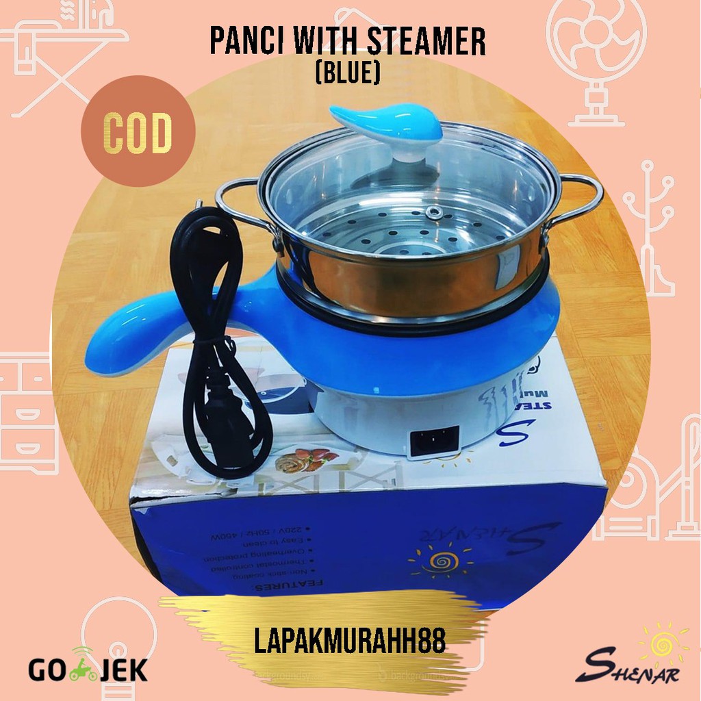 PANCI ELEKTRIK / PANCI DENGAN LAPISAN KERAMIK / PERALATAN DAPUR / COOKING POT WITH STEAMER