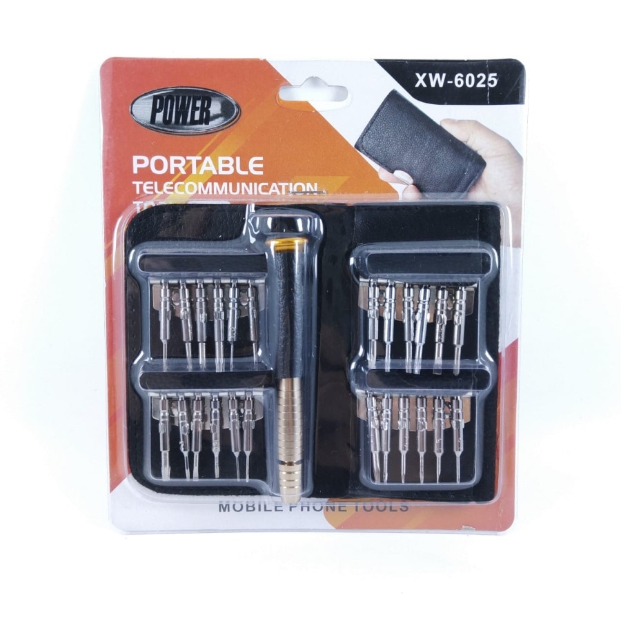 Obeng Set Dompet 25 in 1 XW6025 Peralatan Service HP Reparasi Plus Minus Star Screwdriver Repair Tools iPhone