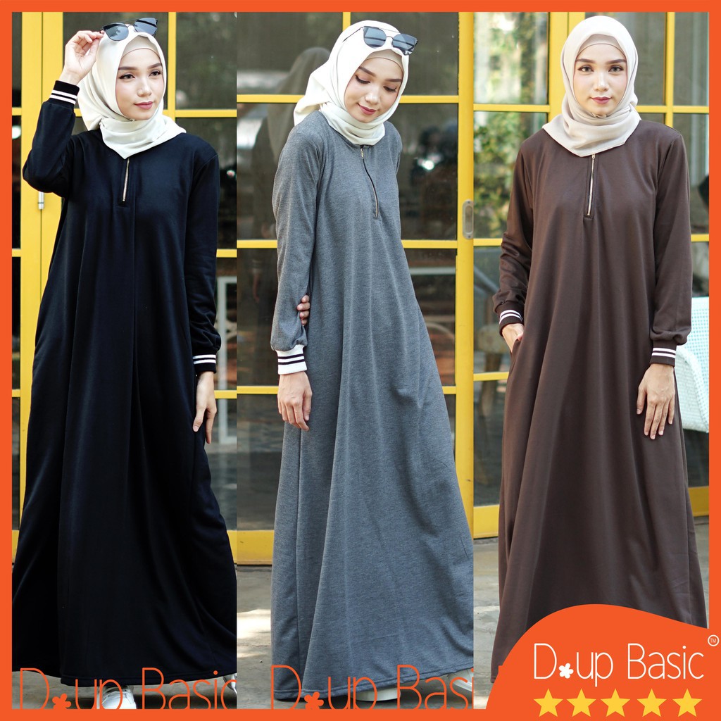 DUPBASIC GAMIS KAOS JADE - Gamis Hitam Polos Gamis Casual Gamis Sporty Gamis Syari Terbaru Gamis