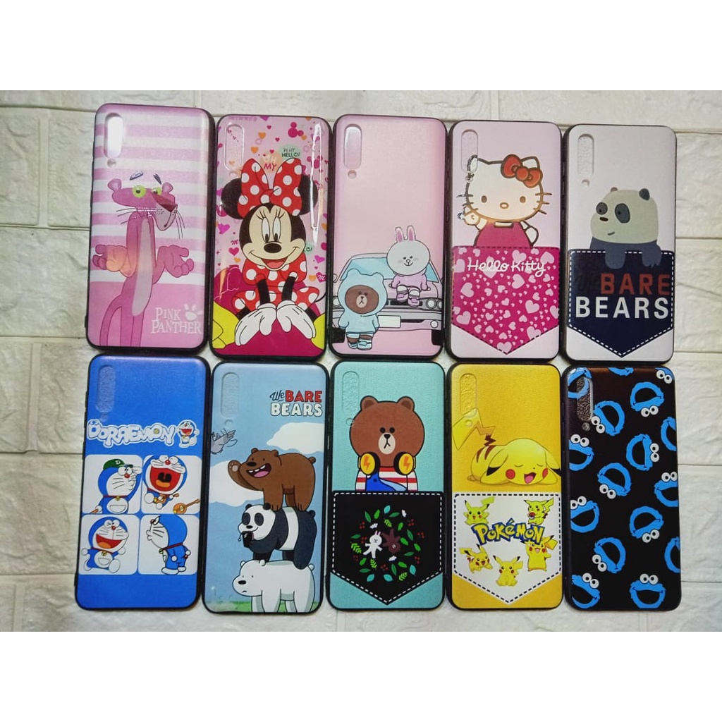 Case Samsung Galaxy A50 motif kartun Mickey mous, The panda, Doraemon, Elmo, Captain America, Batman