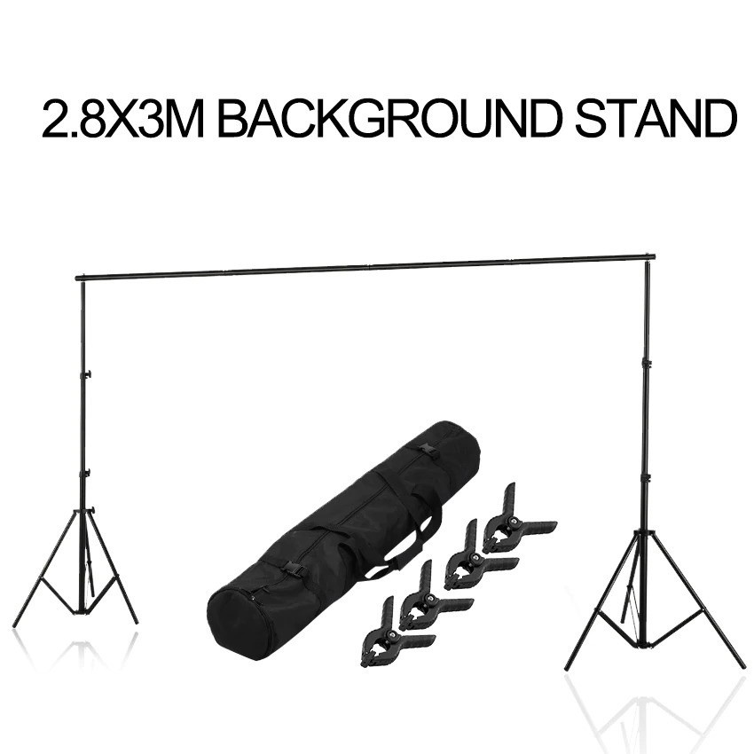 Tripod T-Shaped Bracket Stand Backdrop Foto Studio Background Frame 280 x 300 cm - DD-112 - Black