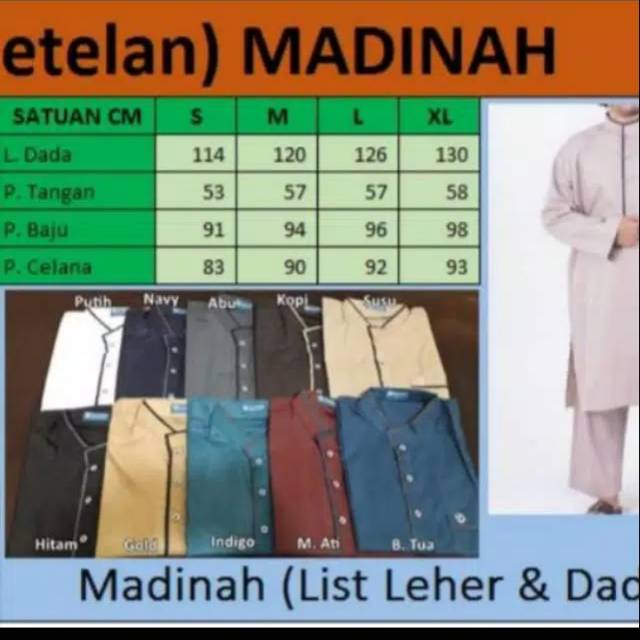 Stelan pria,gamis pria,baju muslim,gamis katun,koko celana type madina alkhoir