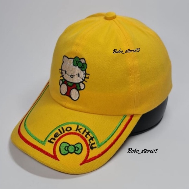 Bobo_store03 Topi Baseball Anak laki laki perempuan Karakter Superhero spiderman Tayo Boboboy hellokitty lol Usia 2 Sampai 8 Tahun Kualitas Terbaik-hellokity kuning