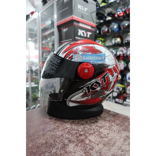 KYT Scorpion Black Red White 2Visor Free Gembok Original KYT
