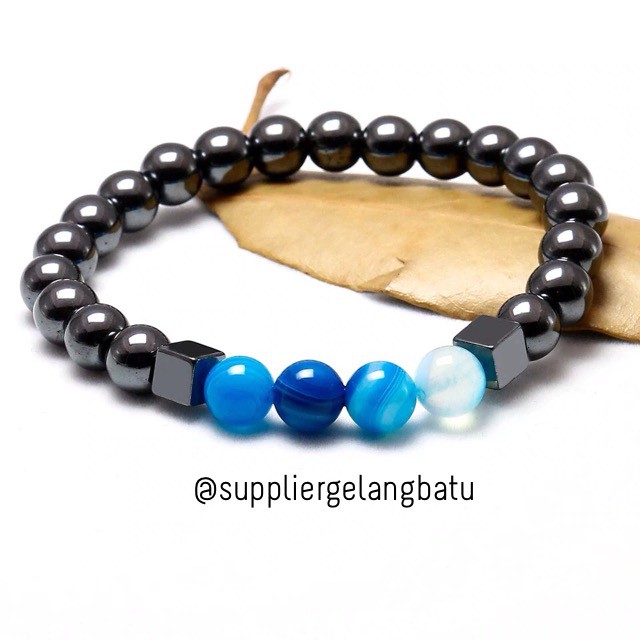 gelang batu blustin hematite aquamarine bongkah akik agate pilihan termurah