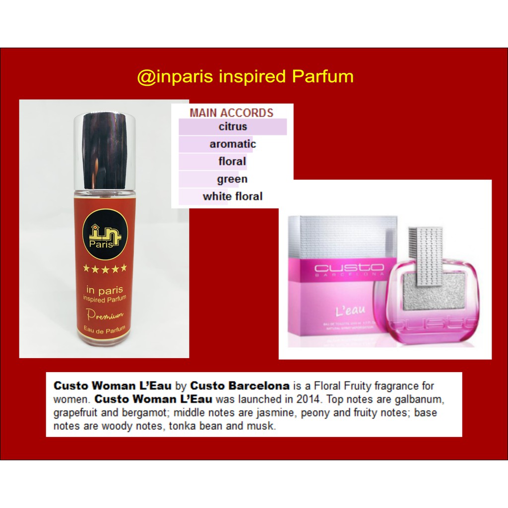 in Paris Parfum inspired CUSTO BARCELONA Leau