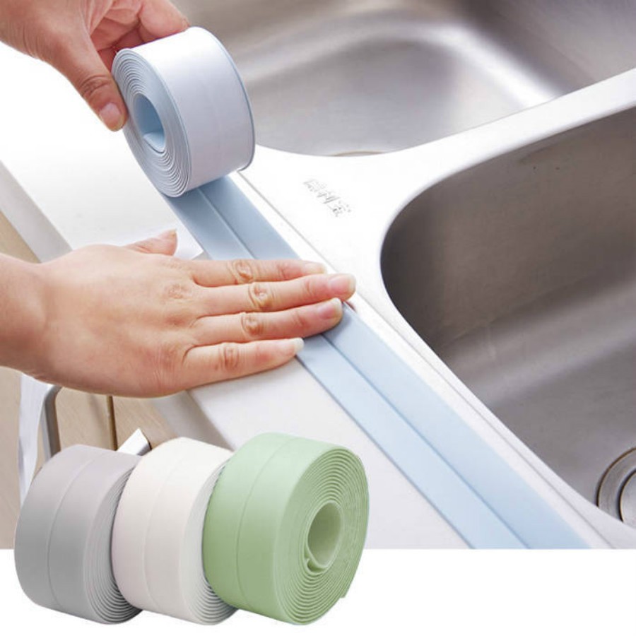 TP001 STICKER TAPE PEREKA PVC ANTIR JAMUR AIR MINYAK UNTUK WASTAFEL SINK DAPUR WC TOILET KAMAR MANDI