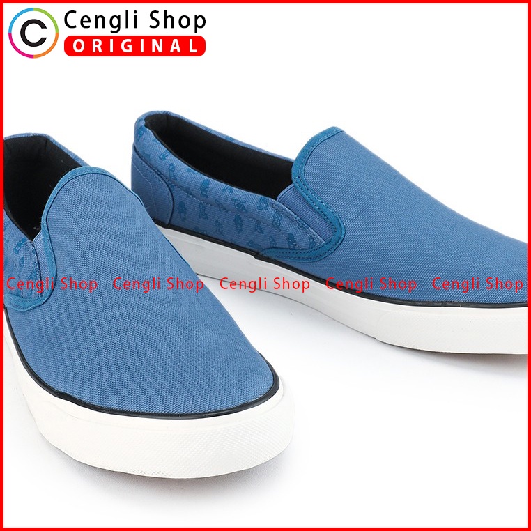 SEPATU SLIP ON PRIA HUSH PUPPIES ORIGINAL CASUAL BRANDED BIRU HM007