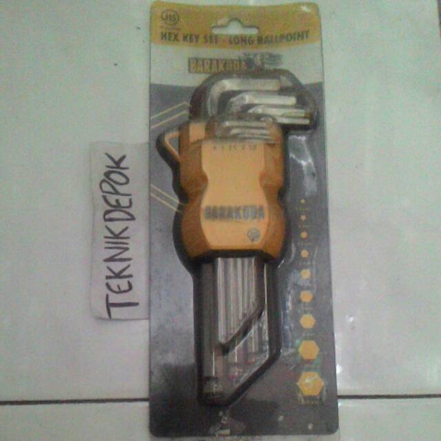 Kunci L 9 pcs set  hex key long ballpoint barakuda DSIKON7