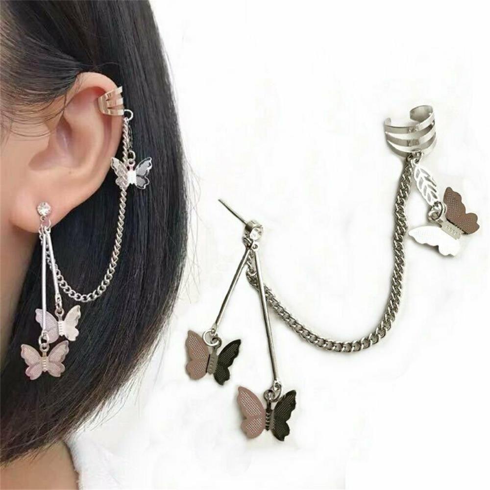 Top Butterfly Earrings Hadiah Perhiasan Wanita Baru Tanpa Tindik Non Piercing Butterfly Ear Cuff