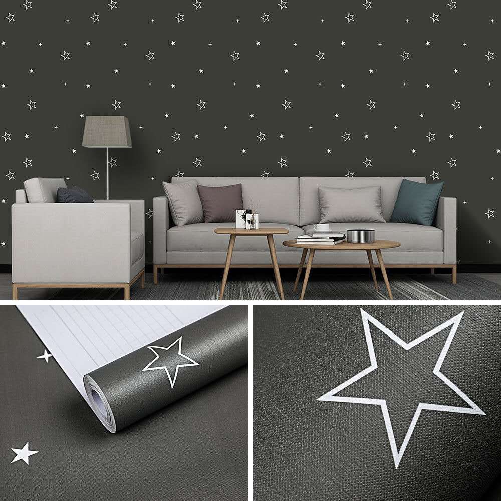 

WPSBGS MWD9011 POLOS GREY STAR MOTIF BINTANG ABU ABU WALLPAPER STICKER WAL PAPER DINDING