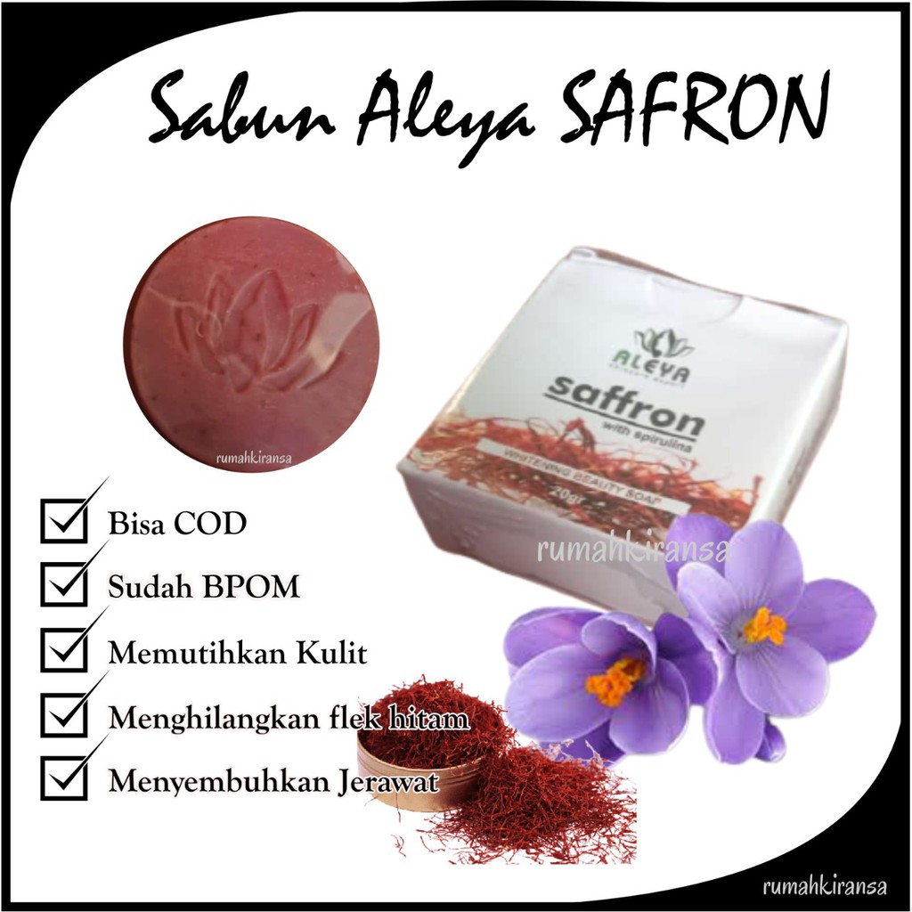 SABUN SAFRON ALEYA BPOM | SABUN SAFFRON ALEYA | SABUN WAJAH ALEYA | SABUN GLOWING ORIGINAL 100% PEMUTIH WAJAH