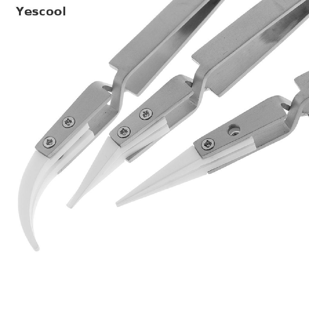 Yescool Anti-static reverse ceramic tweezers heat resistant conductive tweezers .