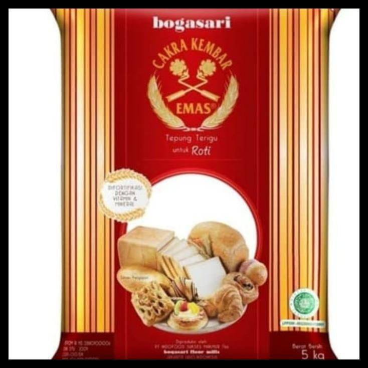

Tepung Terigu Cakra Kembar Emas Premium Roti 5 Kg 1 Pcs