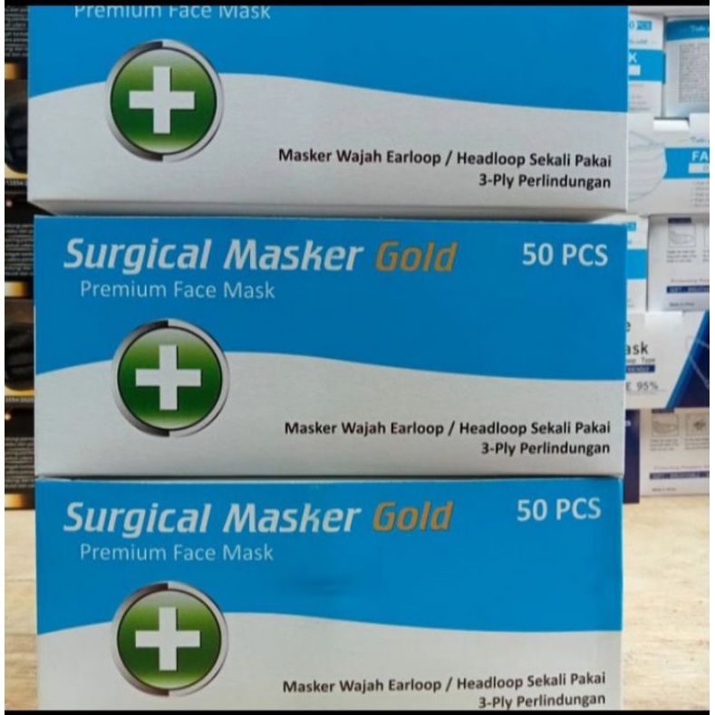 masker surgical mask gold premium