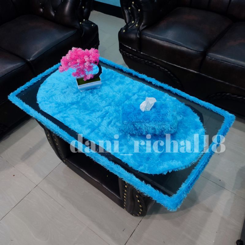 Taplak meja kaca ruang tamu / Taplak+Bando+Tisu / Bando kaca meja ruang tamu