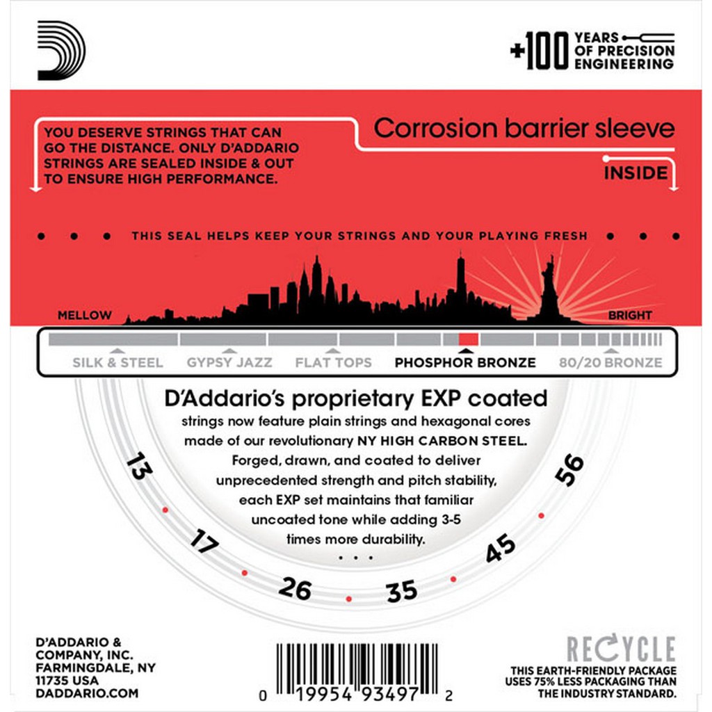 D'Addario Akustik String Coated Phosphor Bronze Senar Gitar Original EXP15 EXP16 EXP17 EXP26