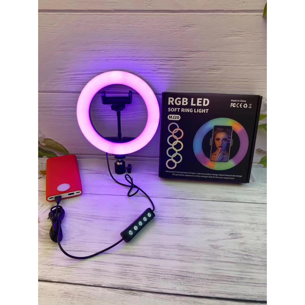 Soft Ring Light RGB LED MJ20 / Lampu Selfie Studio Photo ( 8 Inch / 20 cm )