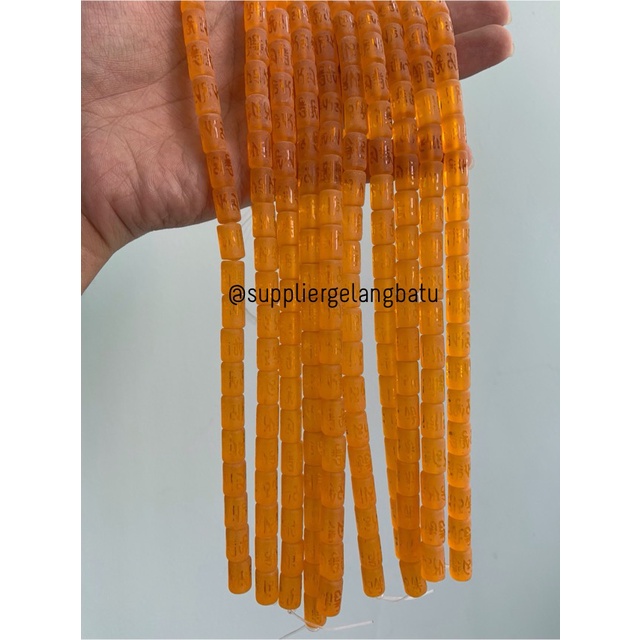 natural tabung orange doff 8mm om mani padme hum tibetan stone healing