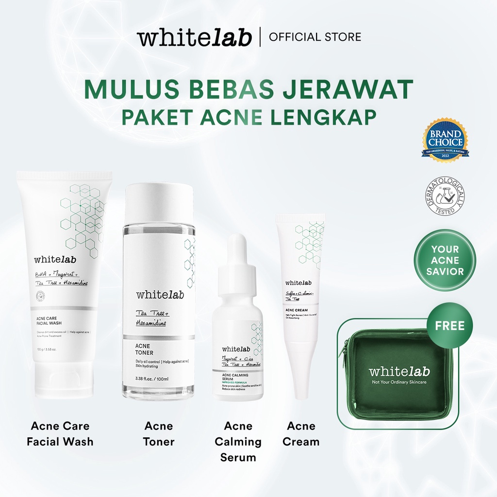 WHITELAB Paket Bundling Skincare 5in1 Brightening / Acne / Hydrating (Face Wash, Toner, Serum, Day Cream, Night Cream) Original BPOM