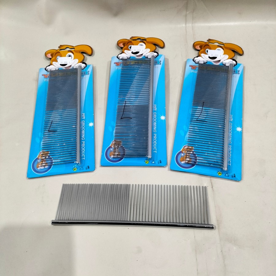 Sisir pet grooming comb stainless anjing kucing size L P 20cm x L6cm