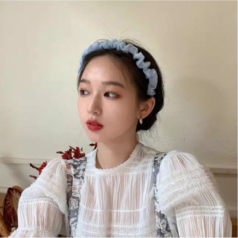 Bando Scrunchie Serut Bahan Sifon Hycon Gaya Korea Korean Headband Bandana