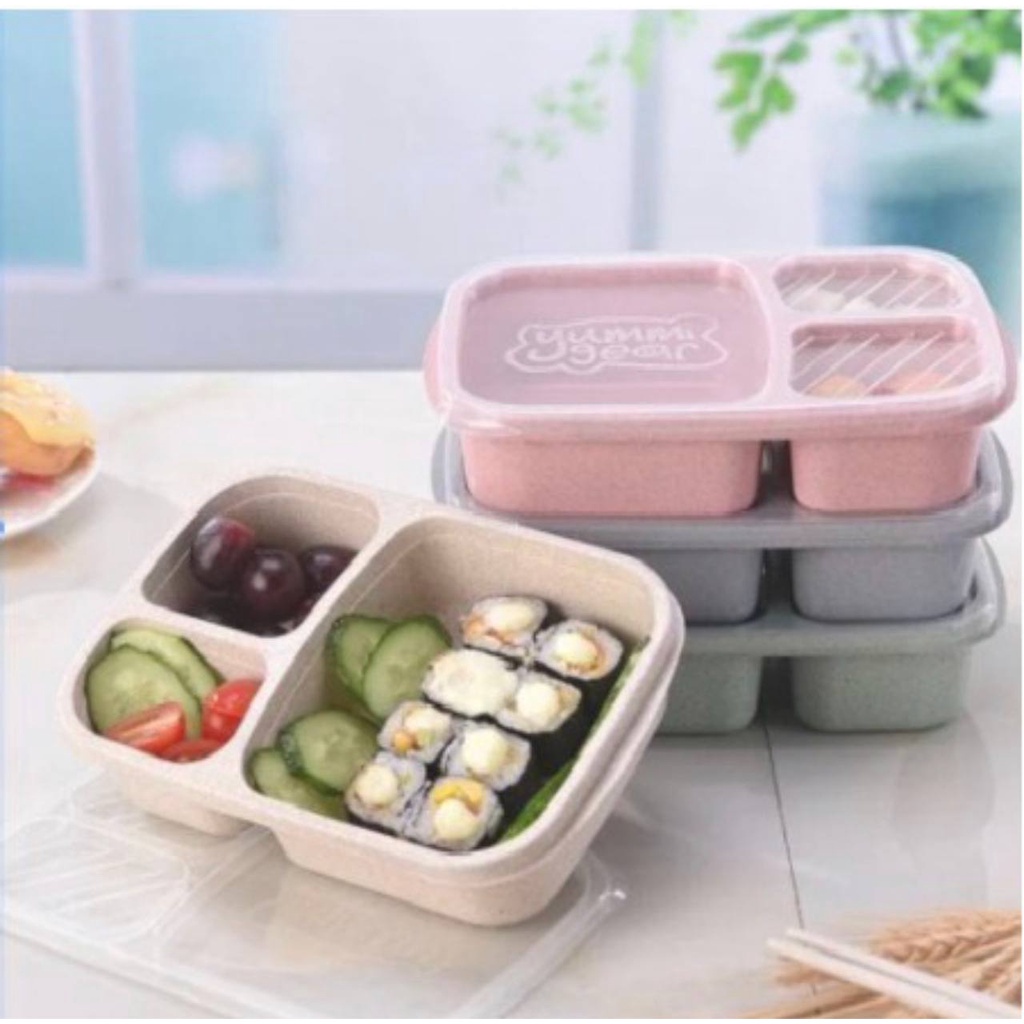 Lunch Box Yummy Microwavable 3 Sekat