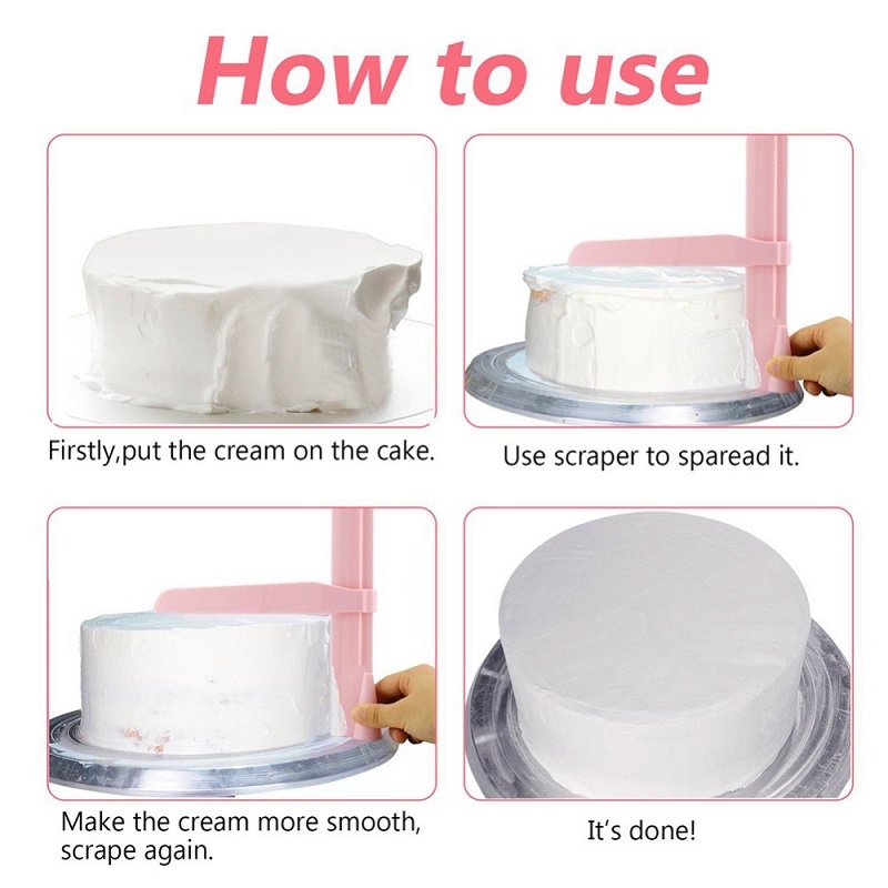 Kue Pengikis Halus Adjustable Fondant Spatula Kue Tepi Halus Cream Meratakan Perangkat DIY Baking Alat Kue Kue Spatula