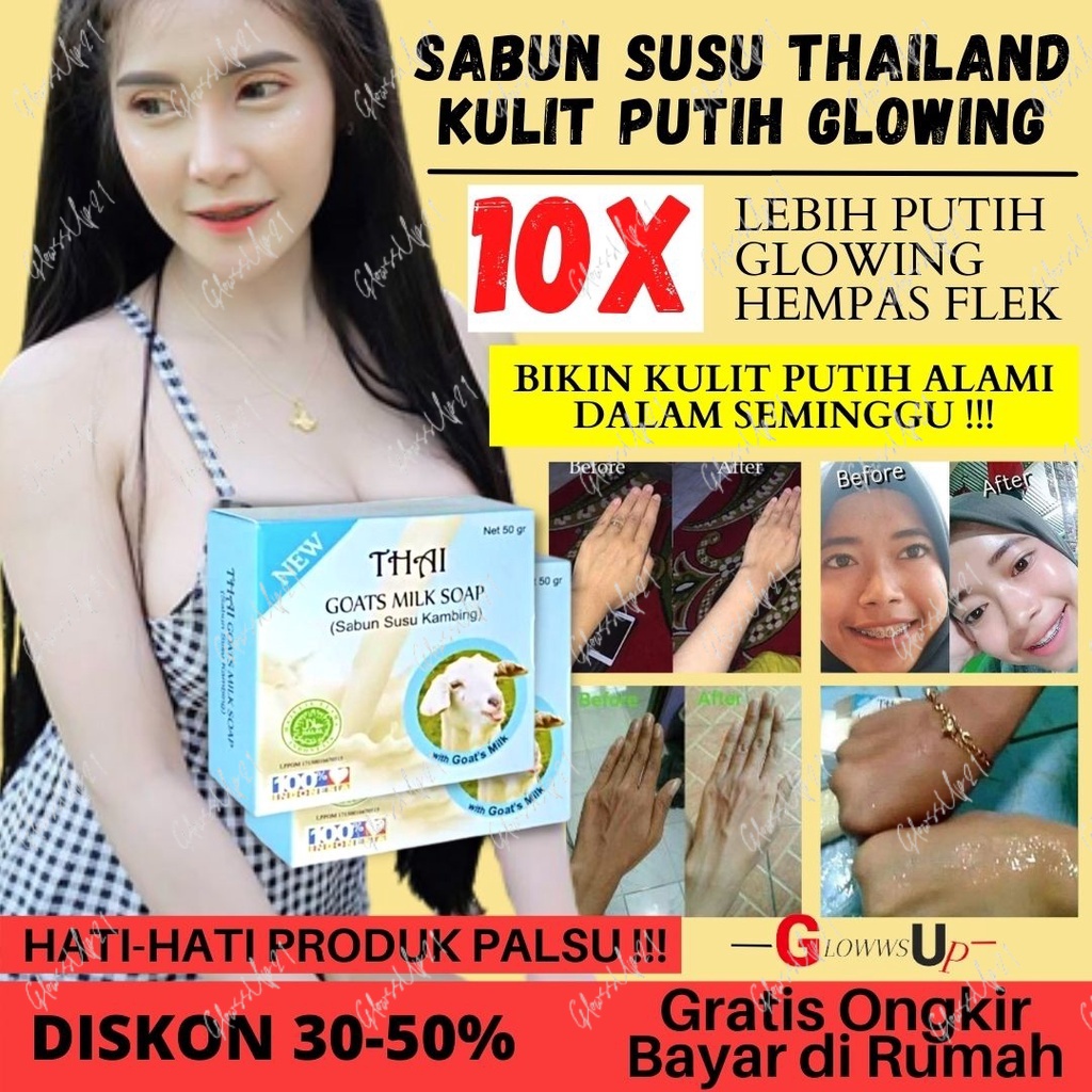 SABUN SUSU KAMBING PEMUTIH PENGHALUS TUBUH THAI GOATS MILK BRIGHTENING SOAP 50GR SABUN SUSU KAMBING