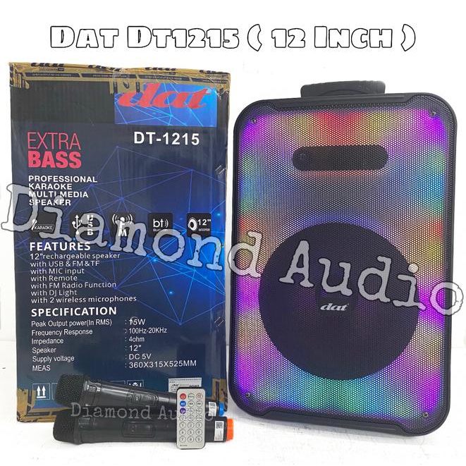 Speaker Wireless Dat Dt1215 12 Inch Original Portable Bluetooth Usb Dt 1215 ( Bayar Ditempat )