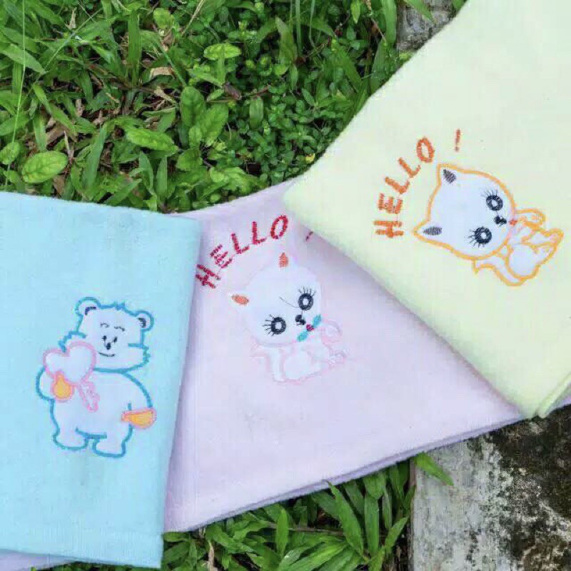 Handuk Bayi Ivory Bordil 120x60cm/Bordir Bahan Katun Polly Semi Kapas Halus(Mudah Menyerap Air)