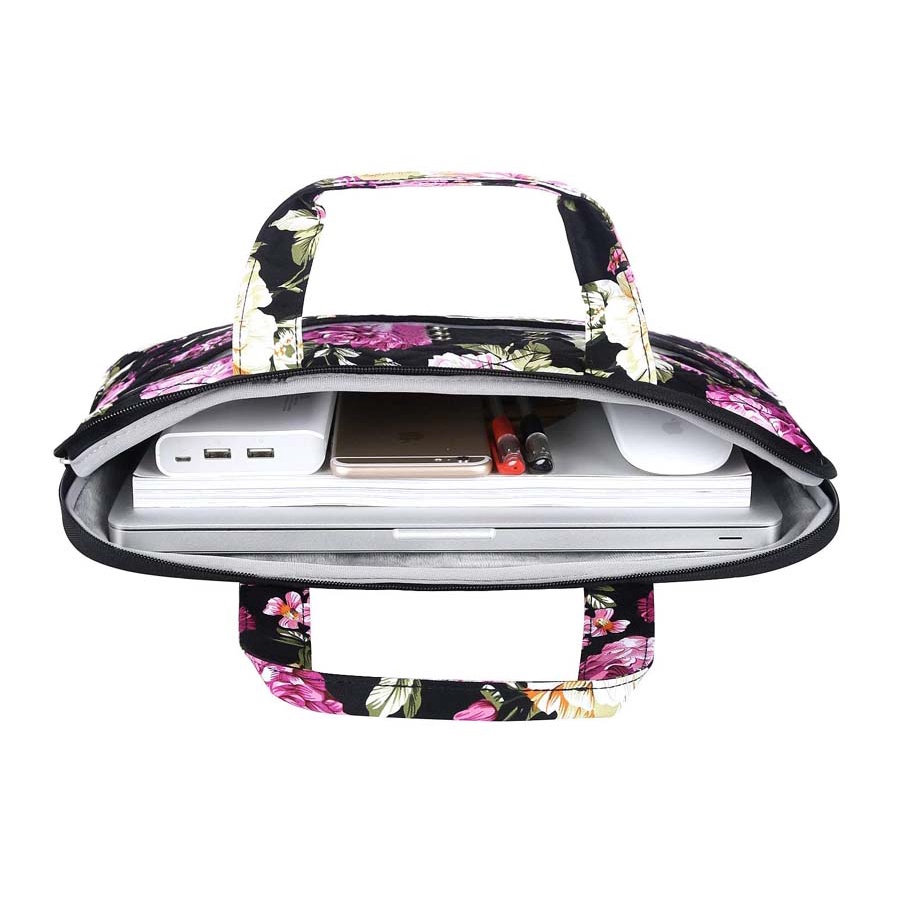 Tas Laptop Selempang Mosiso Peony Floral Shoulder Strap 13 14 inch