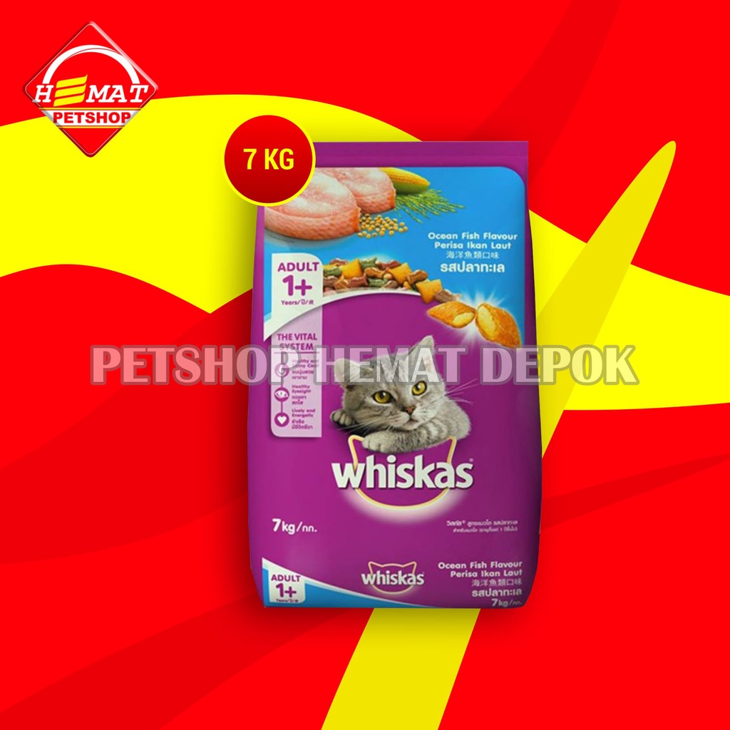 Cat Food Whiskas Adult Ocean Fish tuna 7 Kg Makanan kering Kucing 7kg