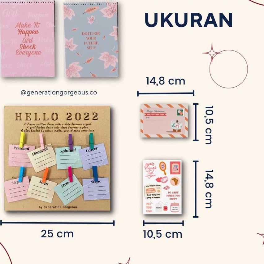 

New Arrival|SQ24|Resolusi/Craft/DIY/New Year/Decoration/Journal Kit/Buku Tulis/Gift Set/Tahun Baru/2022/Agenda/Diary/Boardbook/Tas/Transparan/Clear/Shoulder Bag/Papan/GG New Year's Resolution Kit