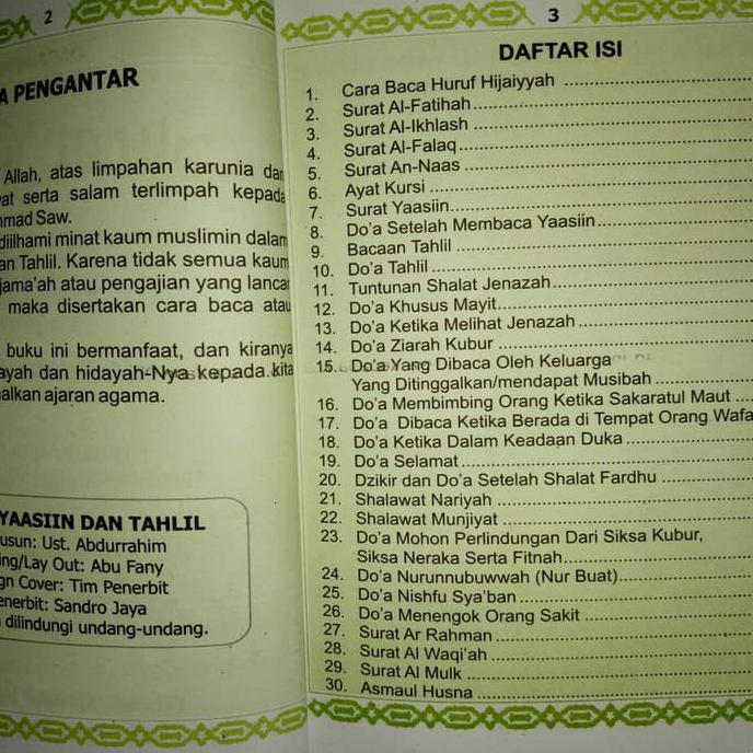 Buku Yasin Tahlil Dan Doa Nurbuat Dilengkapi Surat Tabarok Stok Terbatas