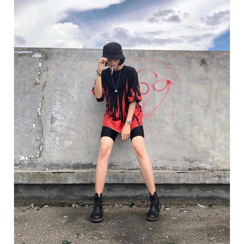 OVERSIZE FIRE ( BISA COD ) BAJU MURAH | KAOS OVERSIZE WANITA | ATASAN WANITA